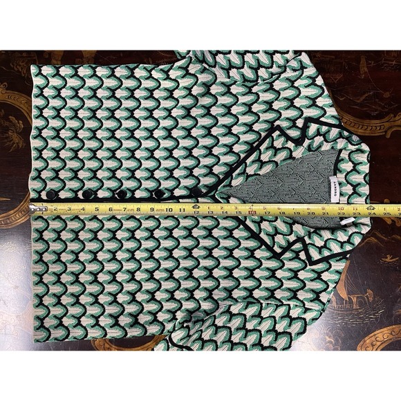 SANDRO Orthis Green Black Geo Knit Short Sleeve Oversized Cardigan Top Retro 1 S - Picture 11 of 12